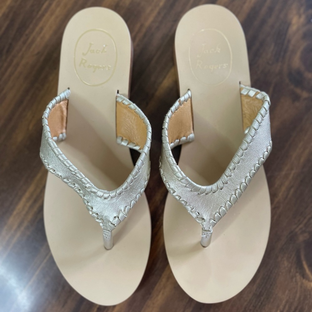 Jack Rogers Gold Flip Flops